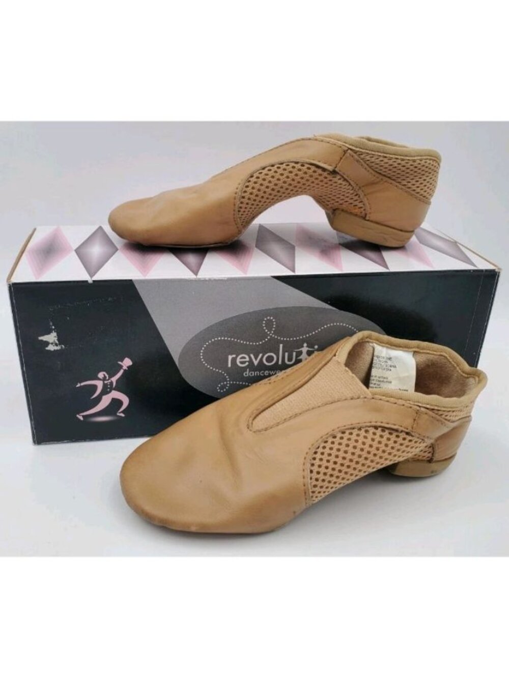 Revolution STRETCH JAZZ SHOE #476 Size US-1.5 AD M Dark Tan Slip On